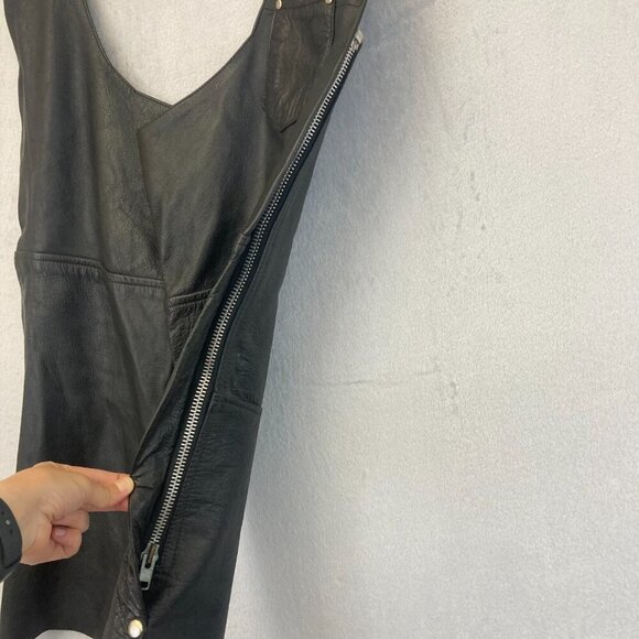 Leather Club Chaps Mens Large L Black Motorcycle Adjustable Belt Zip Side Snap - Picture 15 of 16